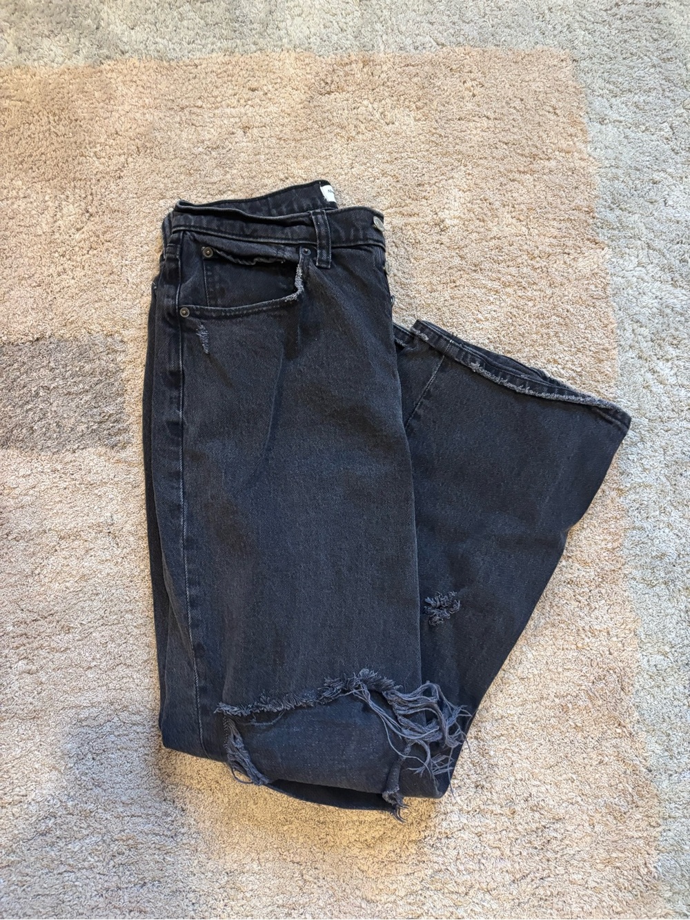 Abercrombie & Fitch Black Boyfriend Jeans with Distressed Hem